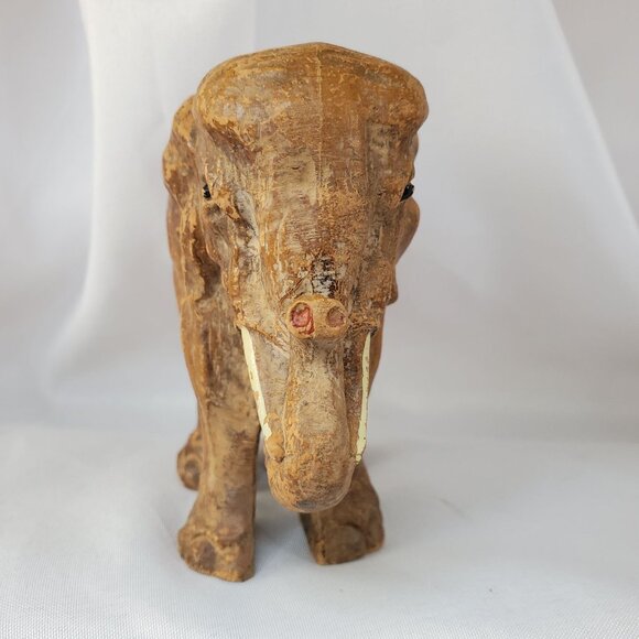 Vintage 1940-1950 Hand Carved Sirocco Wood Composite Elephant Family Figurines - Picture 5 of 16